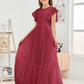 Cap Sleeves A Line Chiffon Junior Bridesmaid Dress