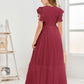 Cap Sleeves A Line Lace Top Junior Chiffon Bridesmaid Dress