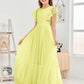 Cap Sleeves A Line Chiffon Junior Bridesmaid Dress