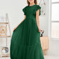 Cap Sleeves A Line Chiffon Junior Bridesmaid Dress