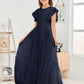 Cap Sleeves A Line Chiffon Junior Bridesmaid Dress