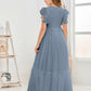 Cap Sleeves A Line Chiffon Junior Bridesmaid Dress
