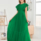 Cap Sleeves A Line Chiffon Junior Bridesmaid Dress
