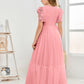 Cap Sleeves A Line Chiffon Junior Bridesmaid Dress
