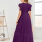 Cap Sleeves A Line Chiffon Junior Bridesmaid Dress
