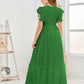 Cap Sleeves A Line Lace Top Junior Chiffon Bridesmaid Dress