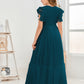 Cap Sleeves A Line Lace Top Junior Chiffon Bridesmaid Dress