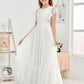 Cap Sleeves A Line Chiffon Junior Bridesmaid Dress