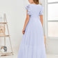 Cap Sleeves A Line Chiffon Junior Bridesmaid Dress