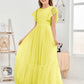 Cap Sleeves A Line Chiffon Junior Bridesmaid Dress
