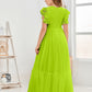 Cap Sleeves A Line Lace Top Junior Chiffon Bridesmaid Dress