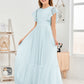 Cap Sleeves A Line Chiffon Junior Bridesmaid Dress