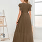 Cap Sleeves A Line Chiffon Junior Bridesmaid Dress