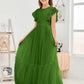 Cap Sleeves A Line Chiffon Junior Bridesmaid Dress