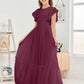 Cap Sleeves A Line Chiffon Junior Bridesmaid Dress