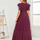 Cap Sleeves A Line Chiffon Junior Bridesmaid Dress