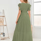 Cap Sleeves A Line Lace Top Junior Chiffon Bridesmaid Dress