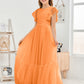 Cap Sleeves A Line Lace Top Junior Chiffon Bridesmaid Dress