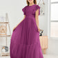 Cap Sleeves A Line Chiffon Junior Bridesmaid Dress