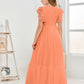 Cap Sleeves A Line Chiffon Junior Bridesmaid Dress
