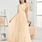 Cap Sleeves A Line Lace Top Junior Chiffon Bridesmaid Dress