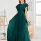 Cap Sleeves A Line Chiffon Junior Bridesmaid Dress