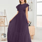 Cap Sleeves A Line Chiffon Junior Bridesmaid Dress