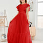 Cap Sleeves A Line Chiffon Junior Bridesmaid Dress