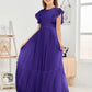 Cap Sleeves A Line Chiffon Junior Bridesmaid Dress