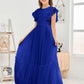 Cap Sleeves A Line Chiffon Junior Bridesmaid Dress