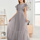 Cap Sleeves A Line Lace Top Junior Chiffon Bridesmaid Dress