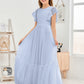 Cap Sleeves A Line Chiffon Junior Bridesmaid Dress