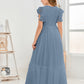 Cap Sleeves A Line Chiffon Junior Bridesmaid Dress