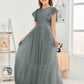 Cap Sleeves A Line Chiffon Junior Bridesmaid Dress