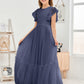 Cap Sleeves A Line Chiffon Junior Bridesmaid Dress