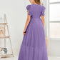 Cap Sleeves A Line Chiffon Junior Bridesmaid Dress