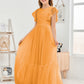 Cap Sleeves A Line Lace Top Junior Chiffon Bridesmaid Dress