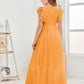 Cap Sleeves A Line Chiffon Junior Bridesmaid Dress