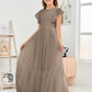 Cap Sleeves A Line Lace Top Junior Chiffon Bridesmaid Dress