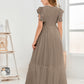 Cap Sleeves A Line Chiffon Junior Bridesmaid Dress