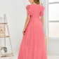 Cap Sleeves A Line Lace Top Junior Chiffon Bridesmaid Dress