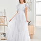 Cap Sleeves A Line Chiffon Junior Bridesmaid Dress