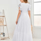 Cap Sleeves A Line Chiffon Junior Bridesmaid Dress