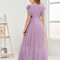 Cap Sleeves A Line Chiffon Junior Bridesmaid Dress