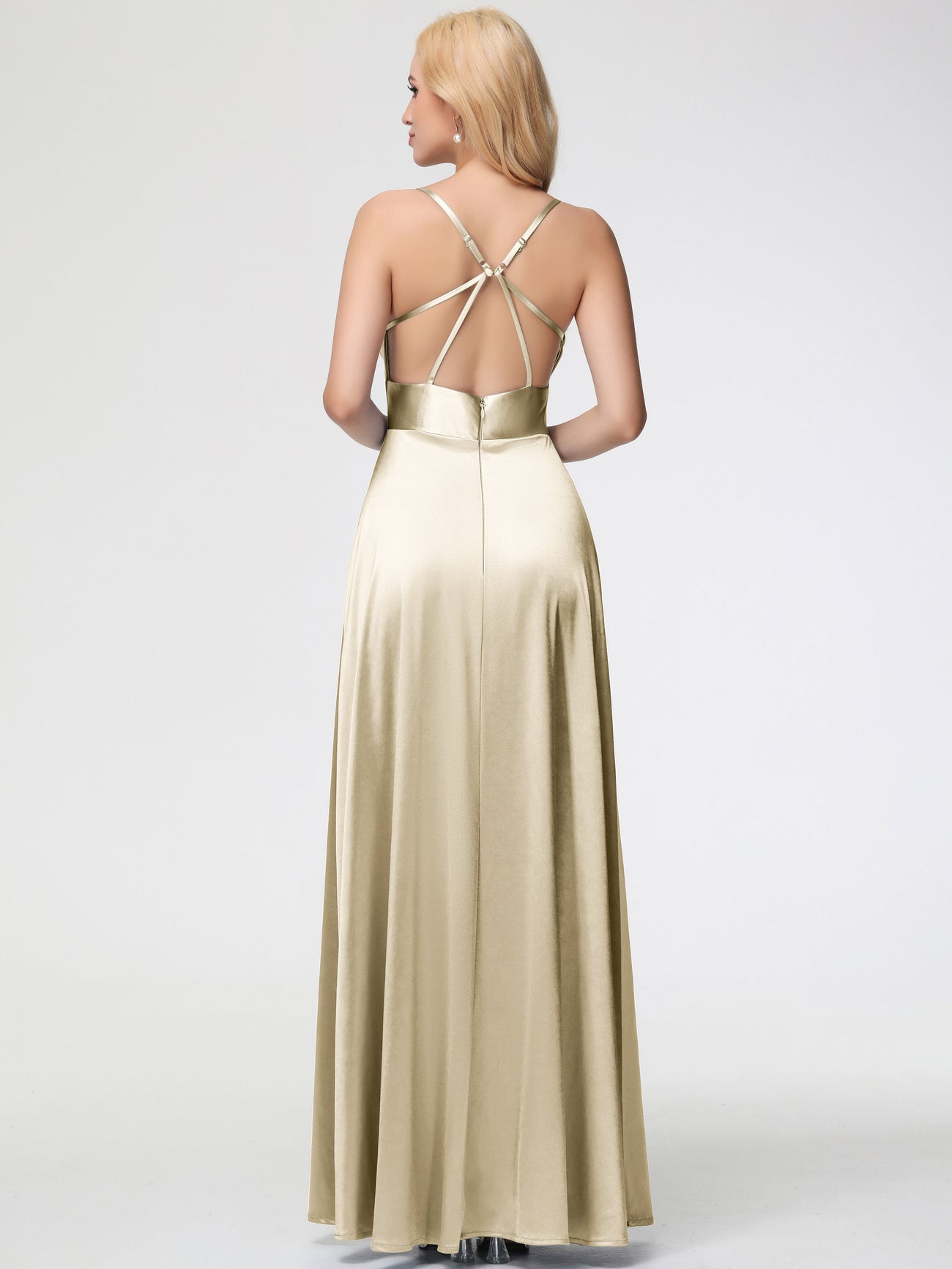 Bridesmaid Dress Champagne Charming Spaghetti Straps A Line Stretch Sa