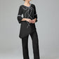 Chiffon Long Sleeves V Neck Mother Of The Bride Dress Pants Suits
