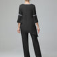 Chiffon Long Sleeves V Neck Mother Of The Bride Dress Pants Suits