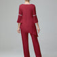 Chiffon Long Sleeves V Neck Mother Of The Bride Dress Pants Suits