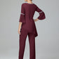 Chiffon Long Sleeves V Neck Mother Of The Bride Dress Pants Suits