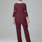 Chiffon Long Sleeves V Neck Mother Of The Bride Dress Pants Suits